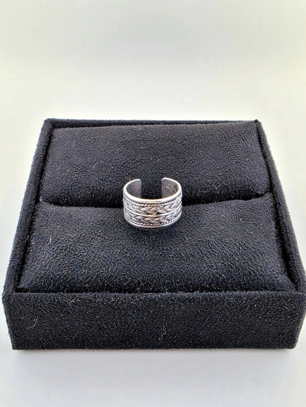✨ Sterling Silver Double Braided Rope Band Ring Open Cuff Style Ring ✨